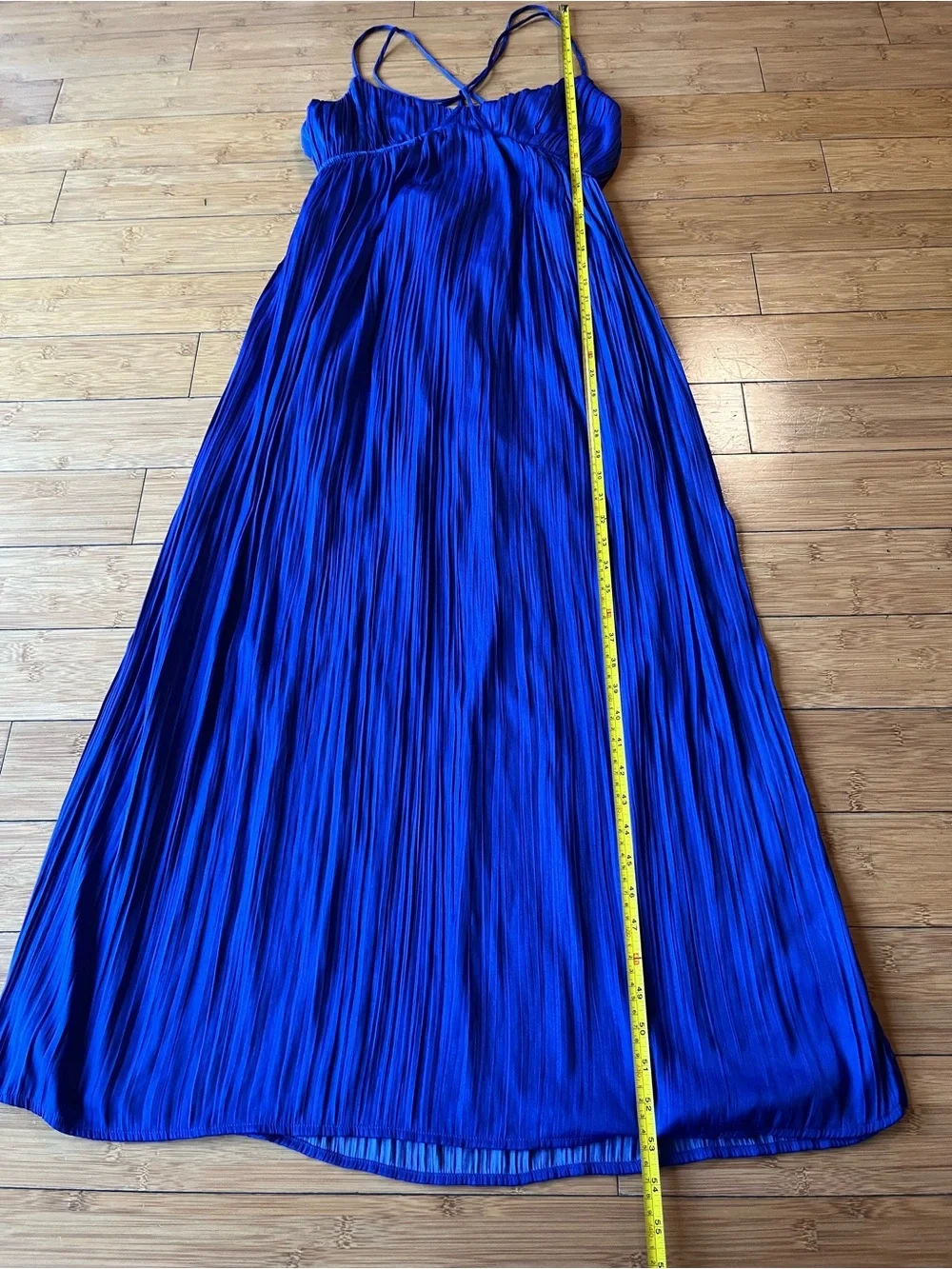Anthropologie Cobalt Blue Halter Tie Back Draped Maxi Dress - Picture 8 of 12